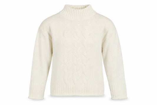 Dorothy Perkins Women Ivory Petite S Cable Knit High Neck Jumper