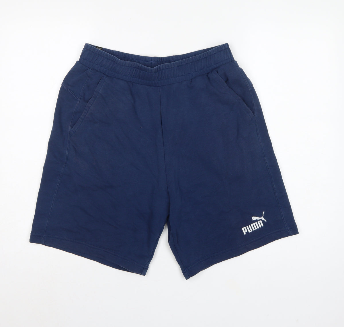 Puma Men’s Blue M Sweat Shorts Elastic Waist Logo Pockets