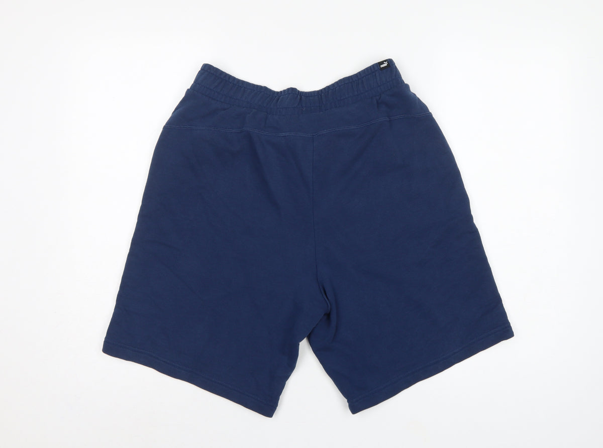 Puma Men’s Blue M Sweat Shorts Elastic Waist Logo Pockets