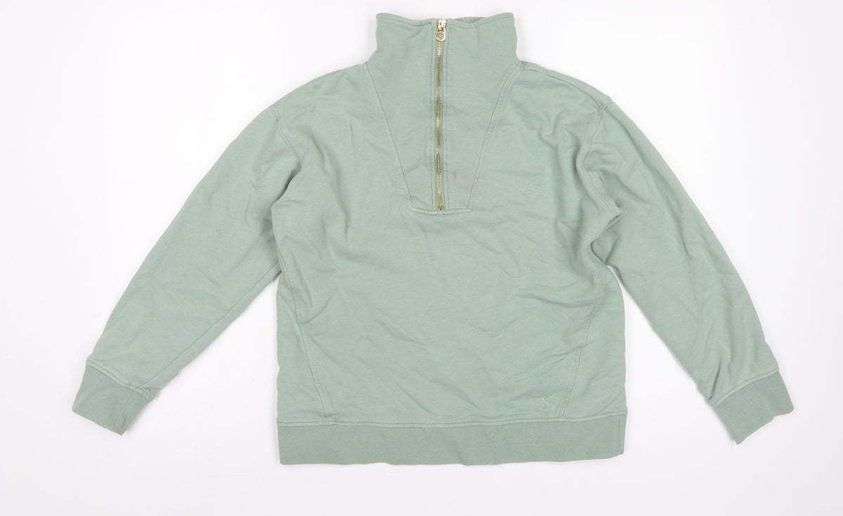 Joules Women's Soft Green UK 10 Pullover Half Zip Sweatshirt