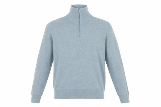 M&S Men’s Blue Large Quarter Zip High Neck Knit Jumper Regular Fit