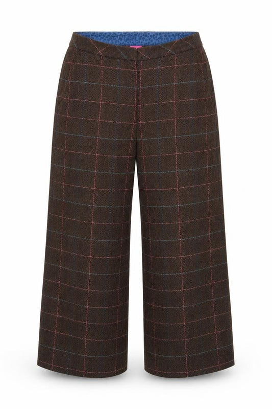 White Stuff Women’s Brown Check Herringbone Lined Trousers UK 12
