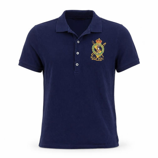 Ralph Lauren Sport Men’s Blue L Embroidered Crest Cotton Polo Shirt