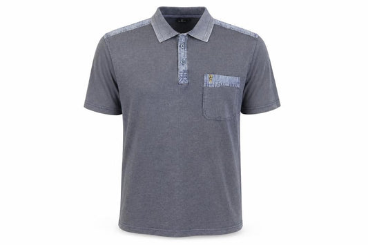 Goldmen Men's Blue Striped Polo Shirt L Short Sleeve Golf Logo Pocket
