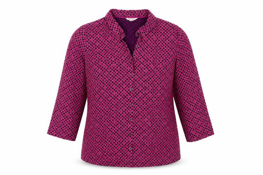 White Stuff Women Pink Geometric Print Cotton Button-Up Shirt UK 12