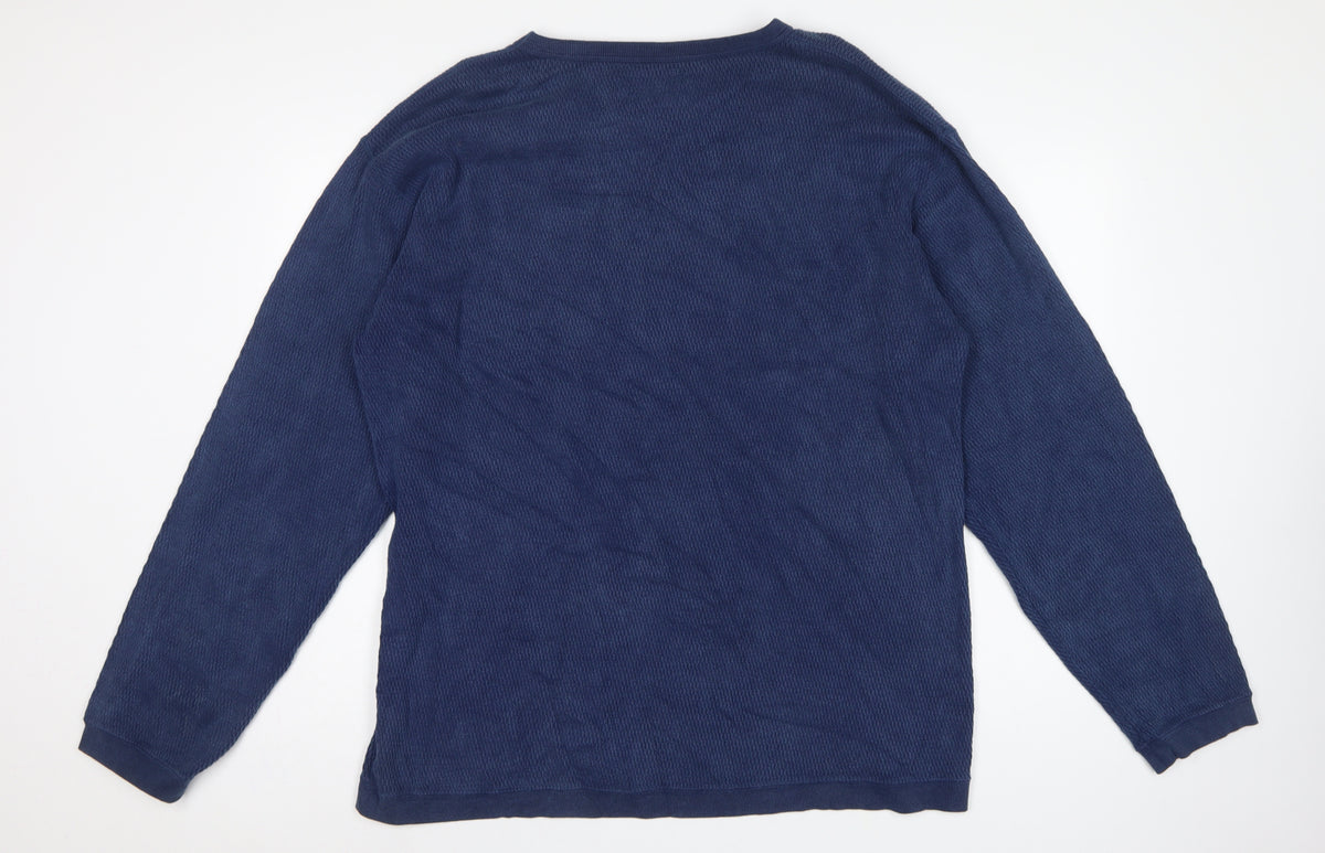 Manastash Men’s Blue XL Knit Pocket Crew Neck Pullover Sweatshirt