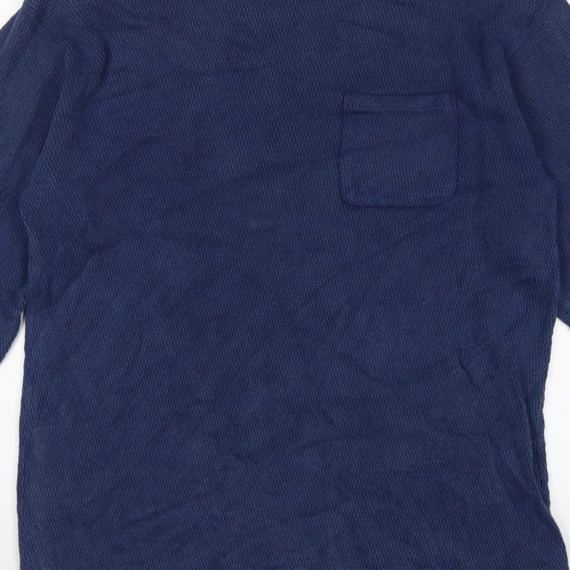 Manastash Men’s Blue XL Knit Pocket Crew Neck Pullover Sweatshirt