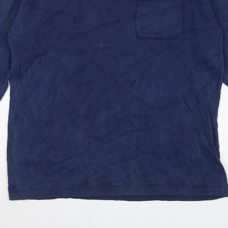 Manastash Men’s Blue XL Knit Pocket Crew Neck Pullover Sweatshirt
