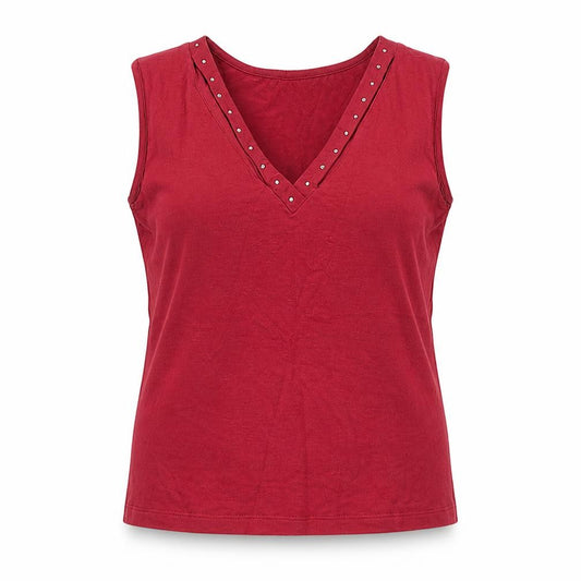 Goya London Women’s Red Size 16 Studded V-Neck Stretch Tank Top
