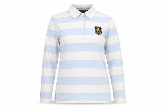 Tommy Hilfiger Women Blue White M Striped Long Sleeve Basic Polo Top