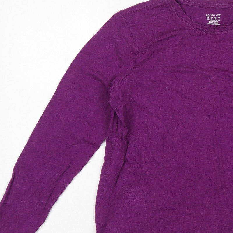 Lands' End Women Purple M Basic Supima Cotton Long Sleeve T-Shirt