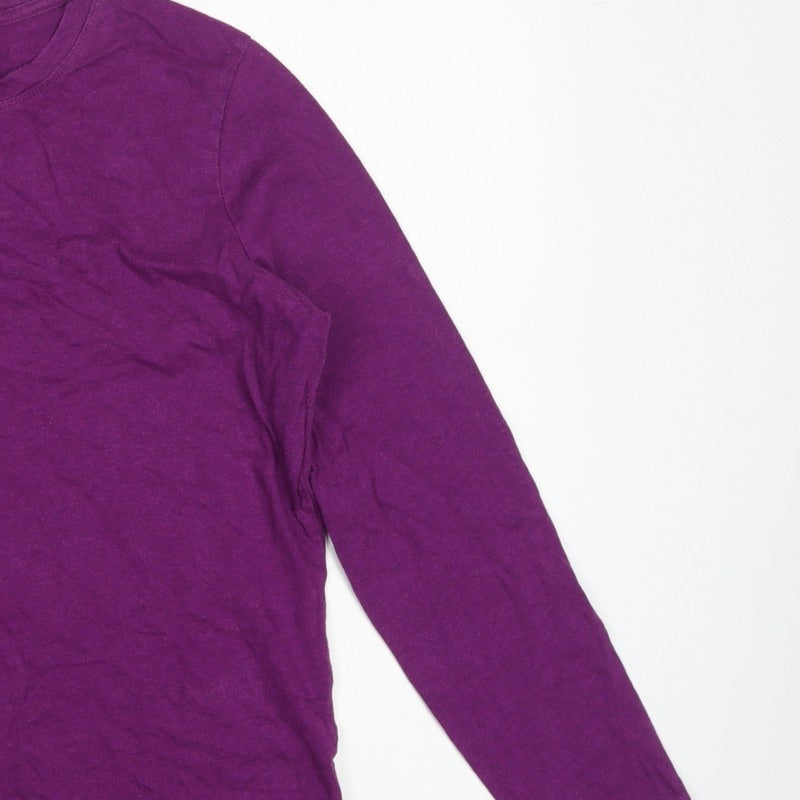 Lands' End Women Purple M Basic Supima Cotton Long Sleeve T-Shirt