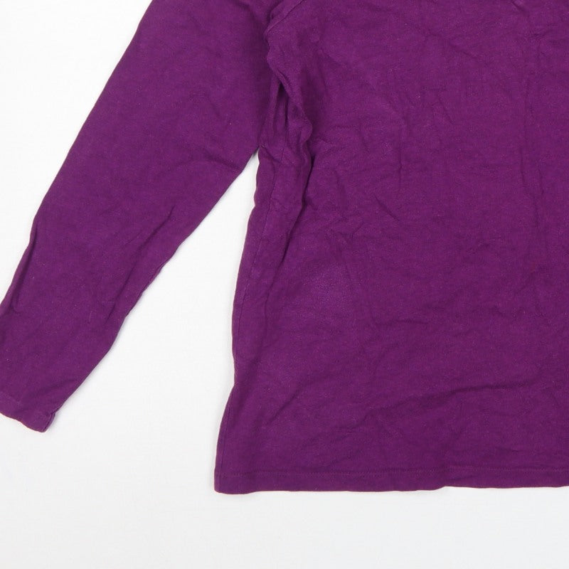 Lands' End Women Purple M Basic Supima Cotton Long Sleeve T-Shirt