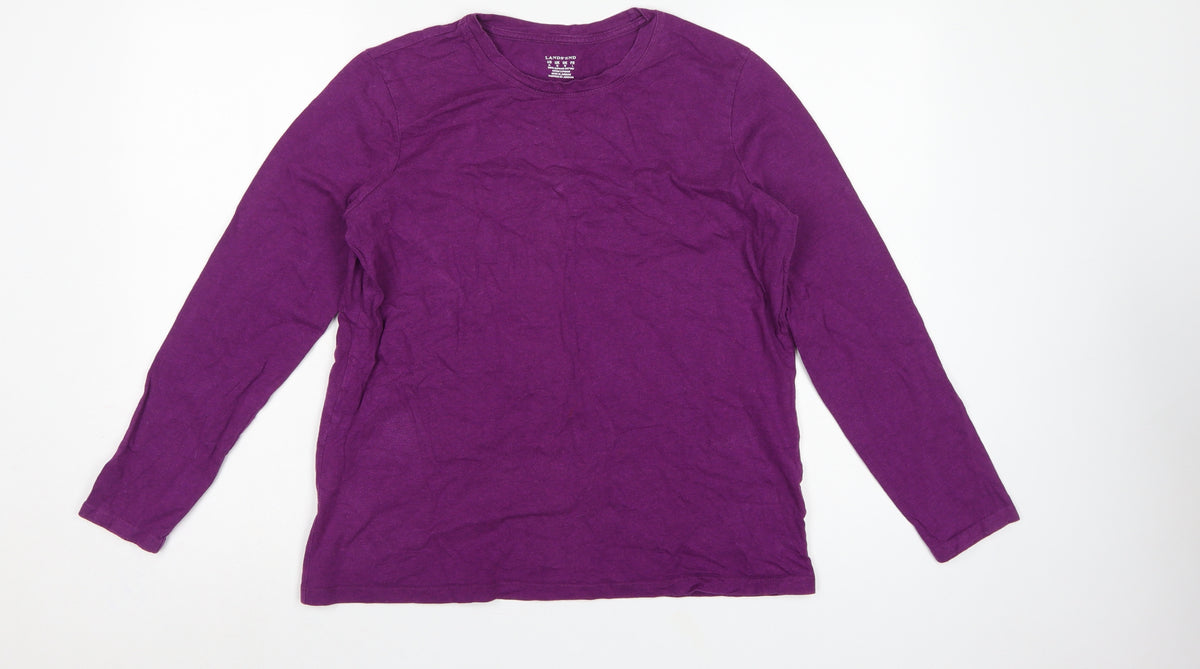 Lands' End Women Purple M Basic Supima Cotton Long Sleeve T-Shirt