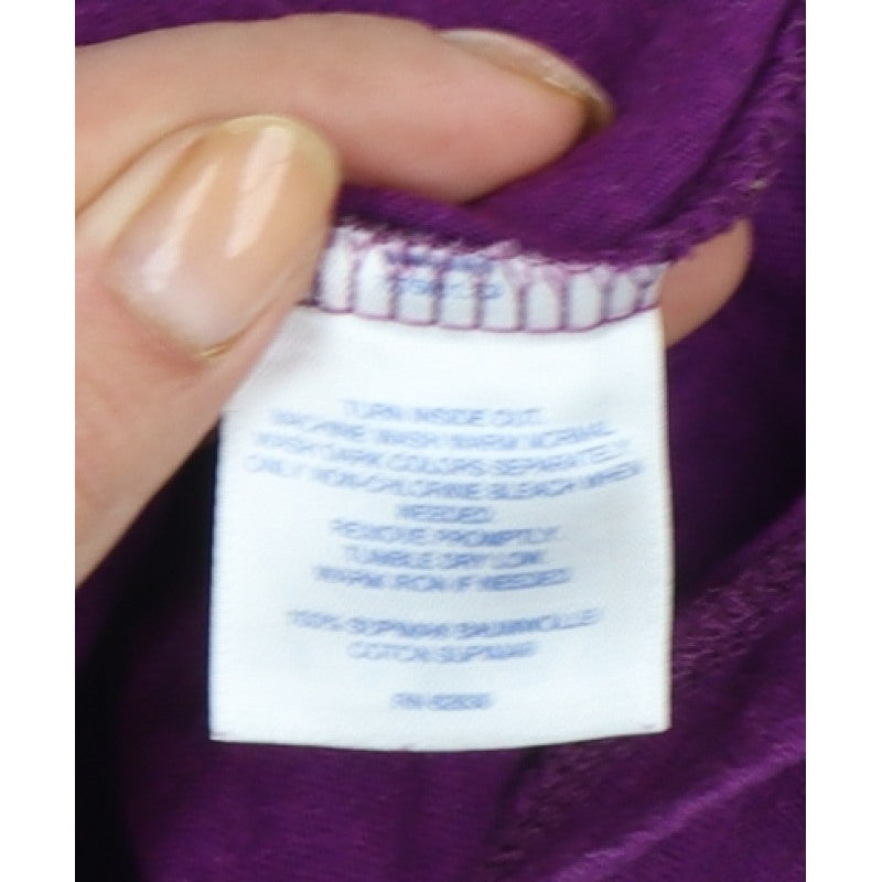 Lands' End Women Purple M Basic Supima Cotton Long Sleeve T-Shirt