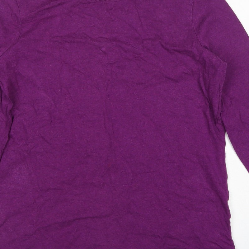 Lands' End Women Purple M Basic Supima Cotton Long Sleeve T-Shirt