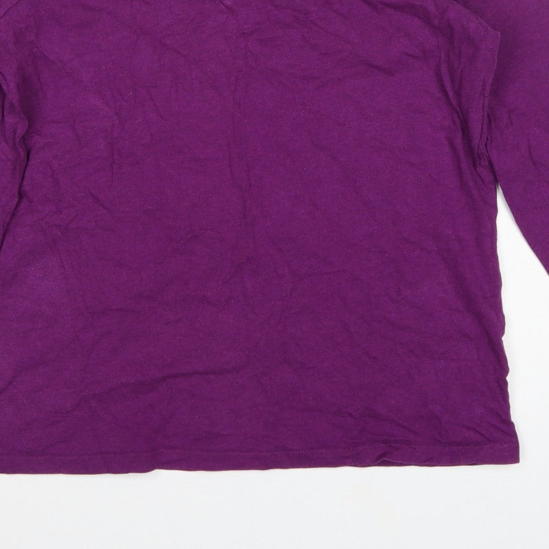 Lands' End Women Purple M Basic Supima Cotton Long Sleeve T-Shirt