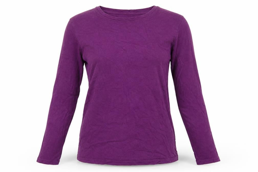 Lands' End Women Purple M Basic Supima Cotton Long Sleeve T-Shirt