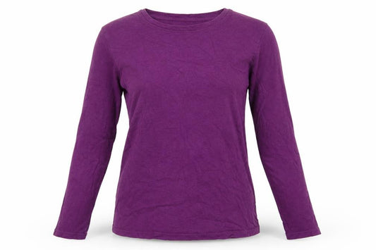Lands' End Women Purple M Basic Supima Cotton Long Sleeve T-Shirt