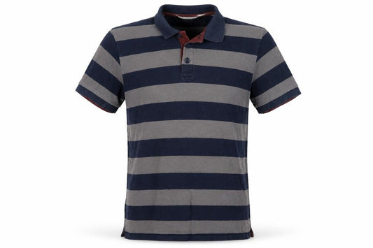 Mountain Warehouse Men’s Blue Grey Striped Cotton Polo Shirt M