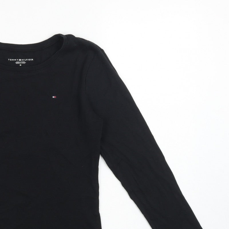 Tommy Hilfiger Women Black M Basic Long Sleeve Crew Neck T-Shirt