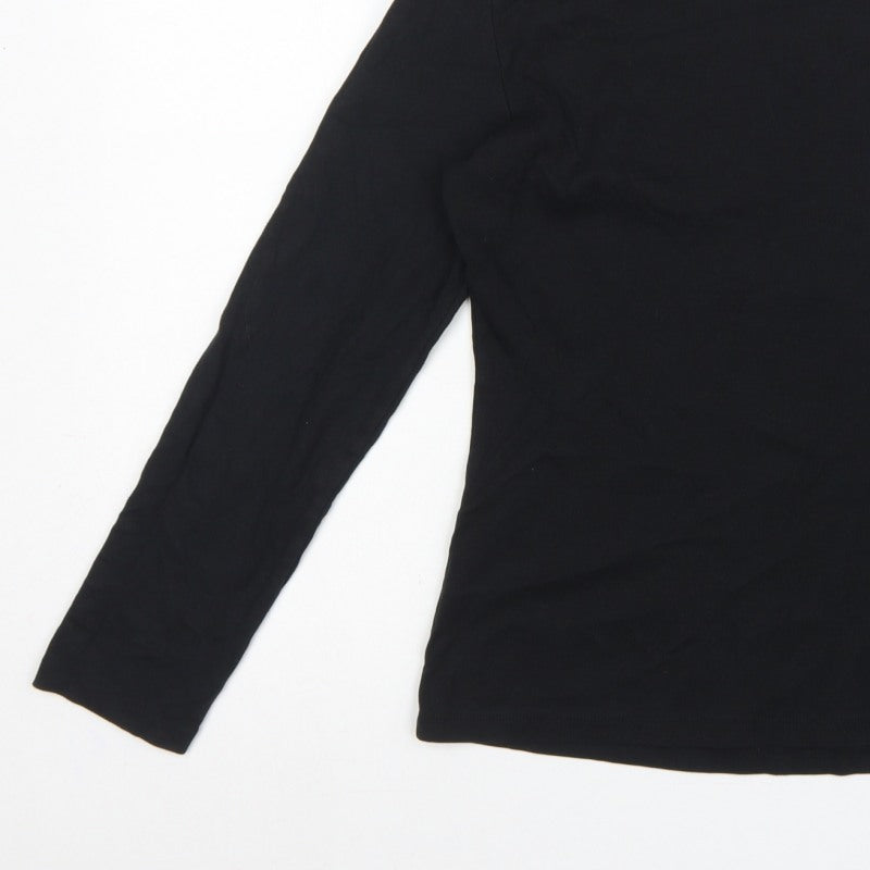 Tommy Hilfiger Women Black M Basic Long Sleeve Crew Neck T-Shirt