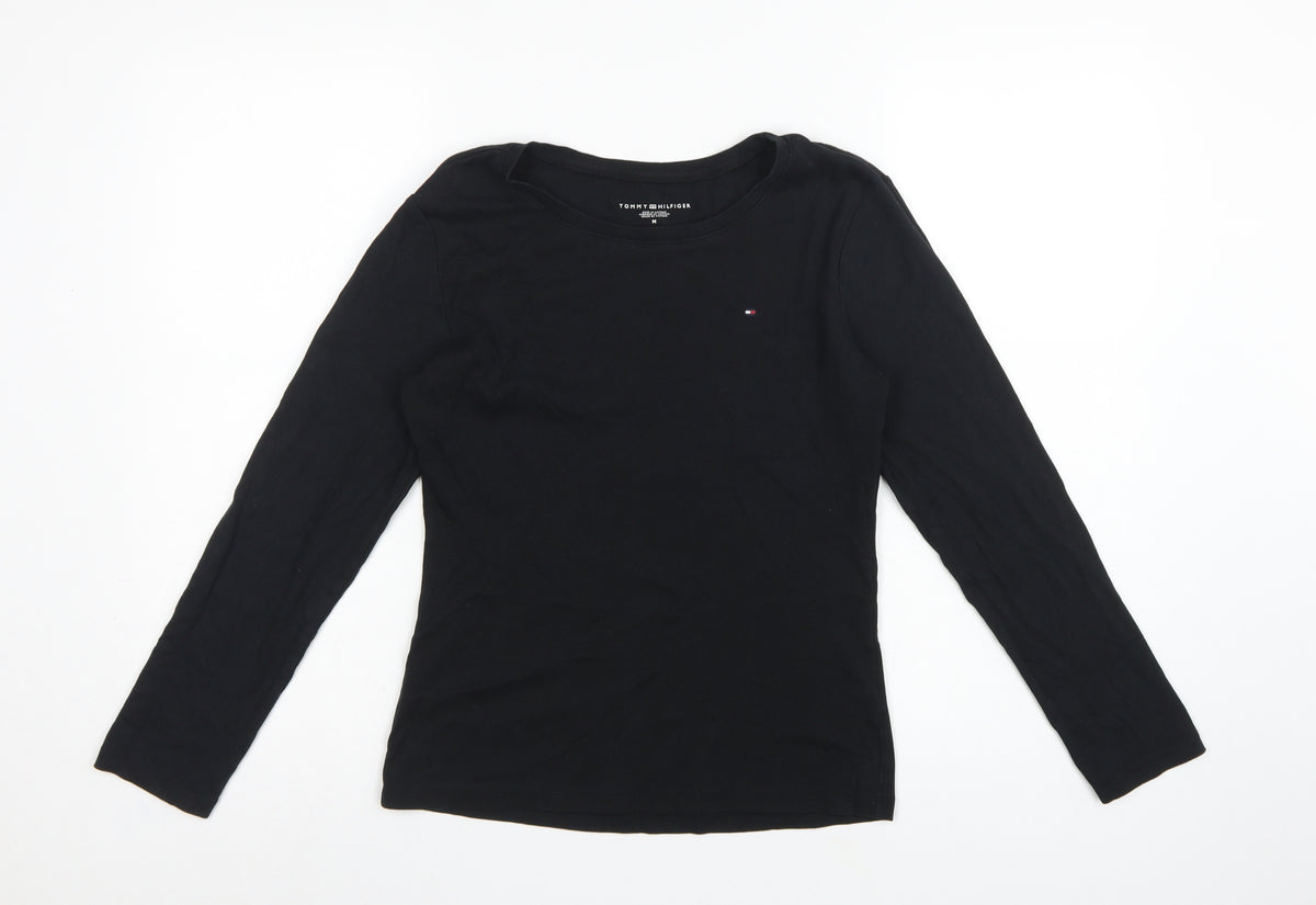 Tommy Hilfiger Women Black M Basic Long Sleeve Crew Neck T-Shirt