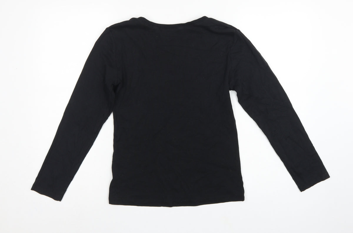 Tommy Hilfiger Women Black M Basic Long Sleeve Crew Neck T-Shirt