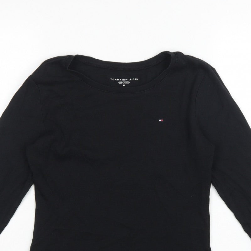 Tommy Hilfiger Women Black M Basic Long Sleeve Crew Neck T-Shirt