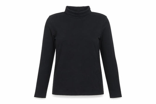 Uniqlo Women Black XS Basic Roll Neck Long Sleeve Stretch T-Shirt