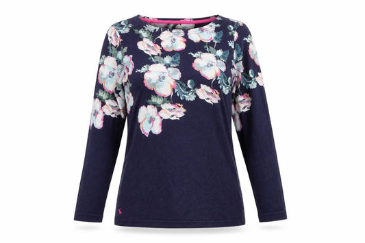 Joules Women’s Blue Floral Cotton 3/4 Sleeve Basic T-Shirt UK 8