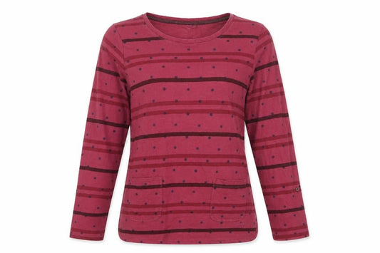 Weird Fish Women Pink Size 12 Striped Polka Dot Cotton Tunic T-Shirt
