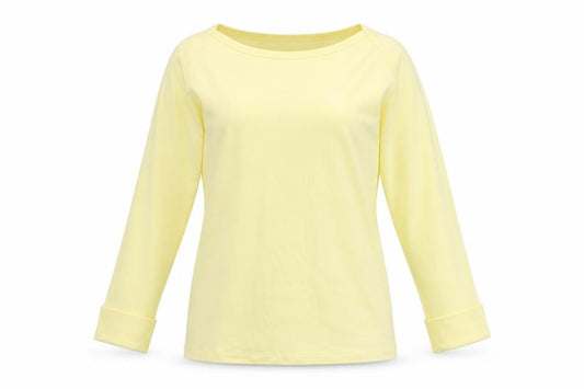 Cotton Traders Women’s Soft Yellow UK 16 Basic Long Sleeve Cotton T-Shirt