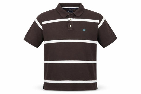 Crew Clothing Co Mens Brown Striped Cotton Polo Shirt XL