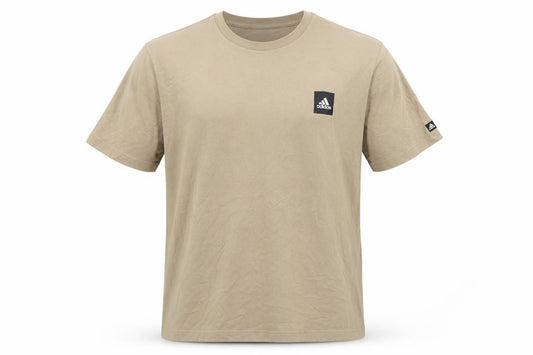 adidas Men's Beige 2XL Logo Crew Neck Cotton Short Sleeve T-Shirt