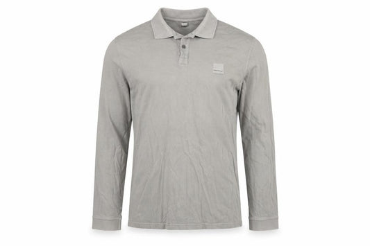 Hugo Boss Men’s Grey XL Long Sleeve Cotton Polo Shirt Logo