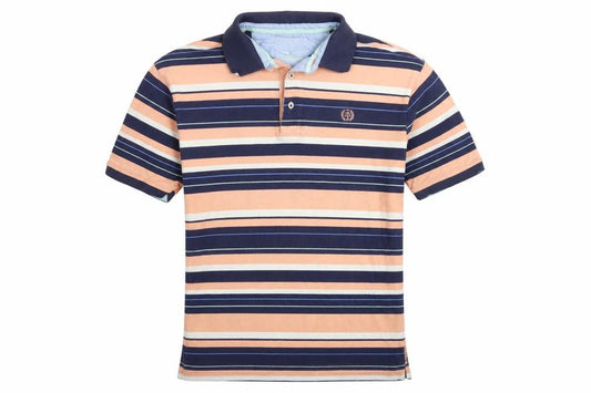 Marks & Spencer Blue Harbour Men's Orange Striped Polo Shirt L Regular