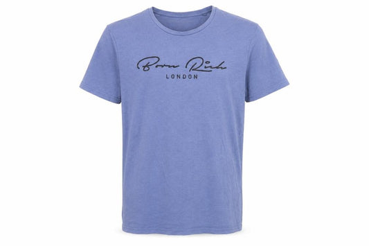 Born Rich Men’s Blue M London Logo Graphic Crew Neck T-Shirt