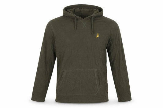 Brave Soul Men Green L Hooded Long Sleeve Cotton T-Shirt Logo