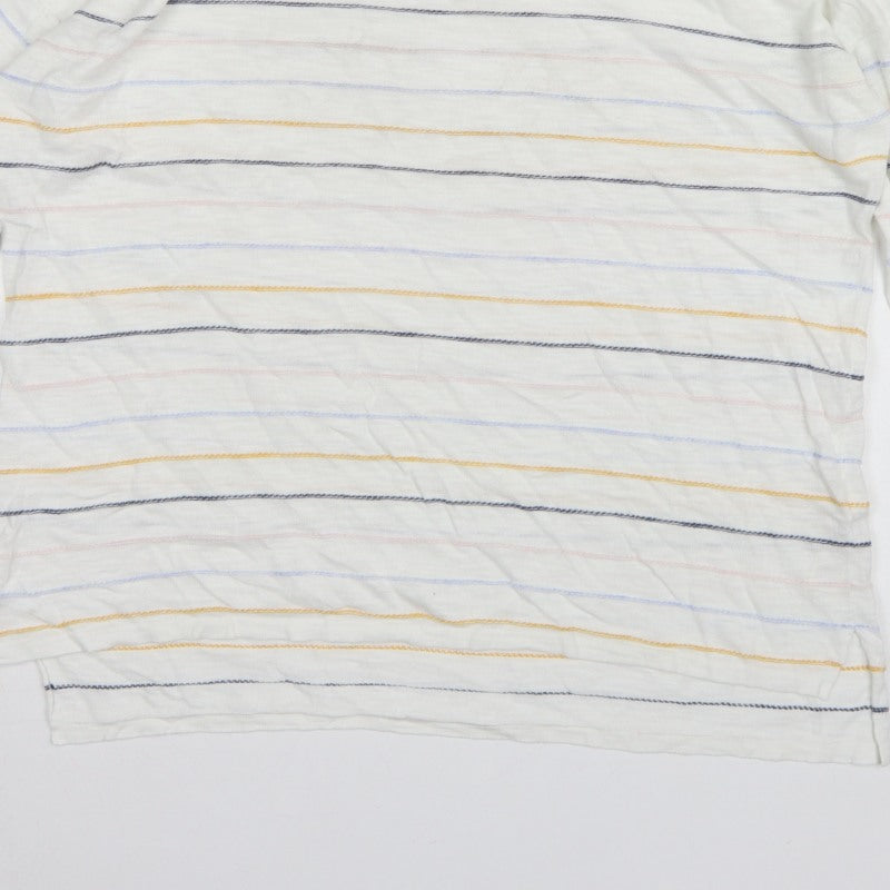 FatFace Women White Stripe Cotton Long Sleeve Basic T-Shirt UK 14