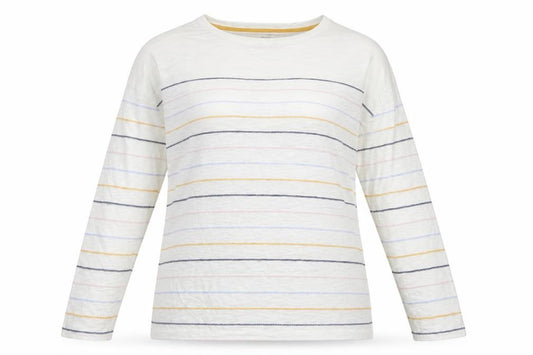 FatFace Women White Stripe Cotton Long Sleeve Basic T-Shirt UK 14