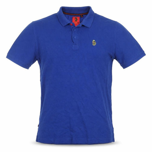 LUKE Mens Blue XL Cotton Logo Embroidered Short Sleeve Polo Shirt