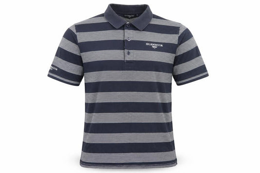 Glenmuir 1891 Men's Blue M Striped Cotton Golf Polo Shirt Logo