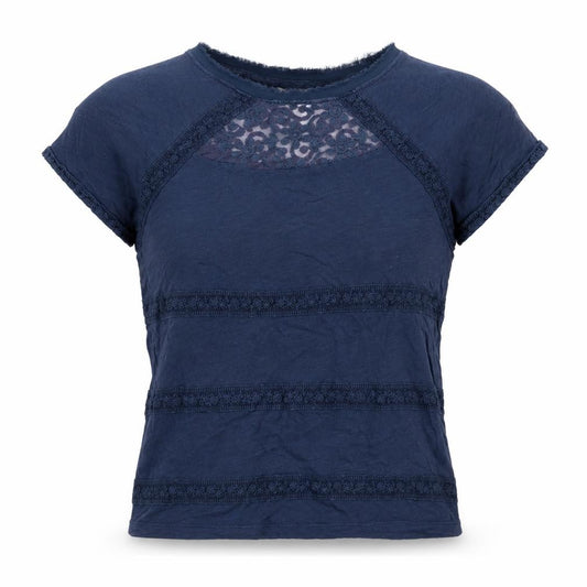 Palmer Heritage Women’s Blue Size 8 Cropped Lace Jersey T-Shirt