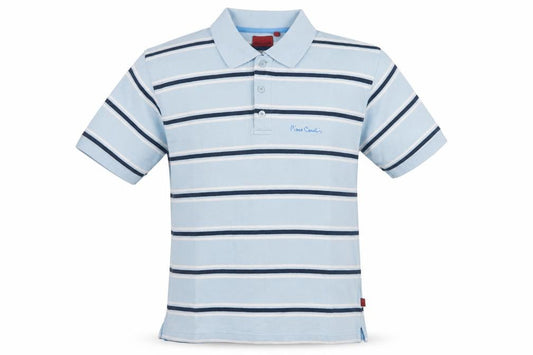 Pierre Cardin Men’s Blue Striped Logo Short Sleeve Polo Shirt L