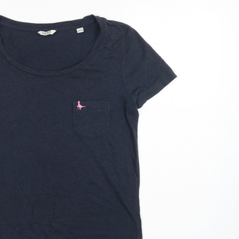 Jack Wills Women Blue UK 6 Basic Scoop Neck Pocket T-Shirt