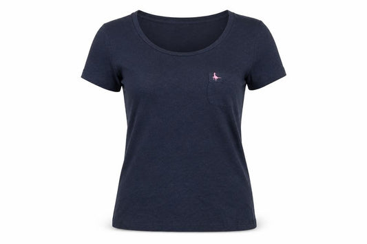 Jack Wills Women Blue UK 6 Basic Scoop Neck Pocket T-Shirt