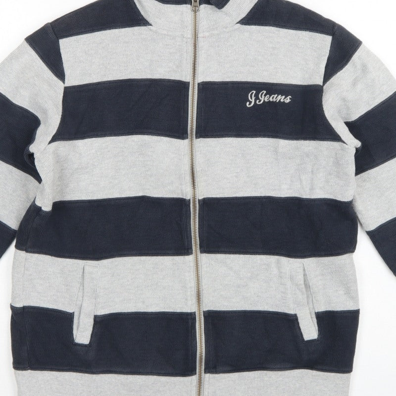 Jasper Conran Boys Blue Grey Striped Full Zip Jumper Age 14 Years