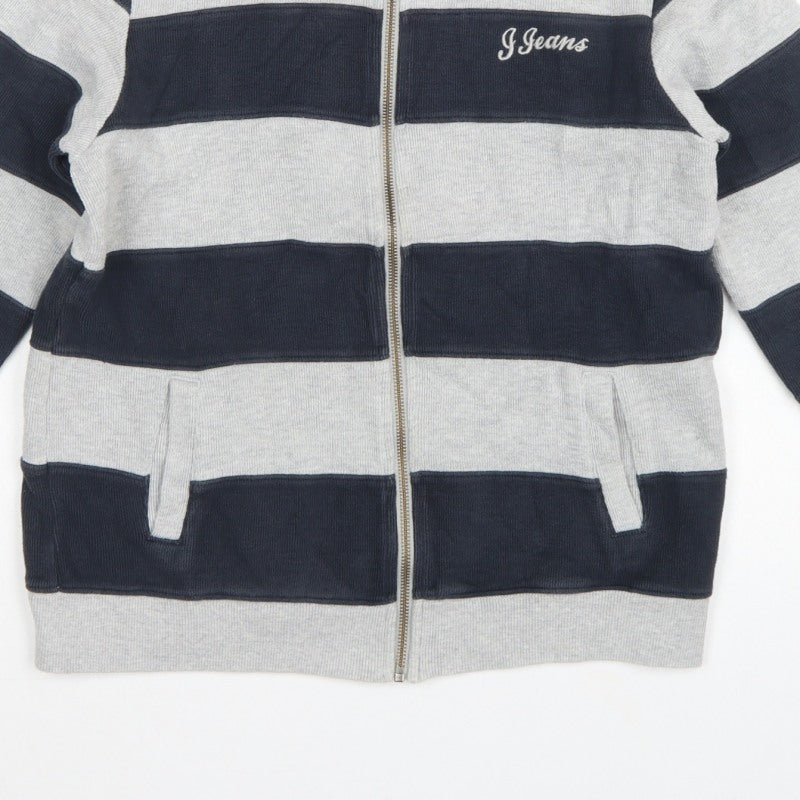Jasper Conran Boys Blue Grey Striped Full Zip Jumper Age 14 Years