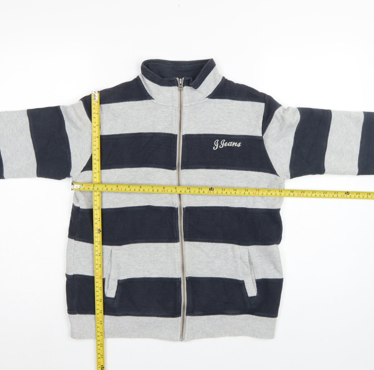 Jasper Conran Boys Blue Grey Striped Full Zip Jumper Age 14 Years